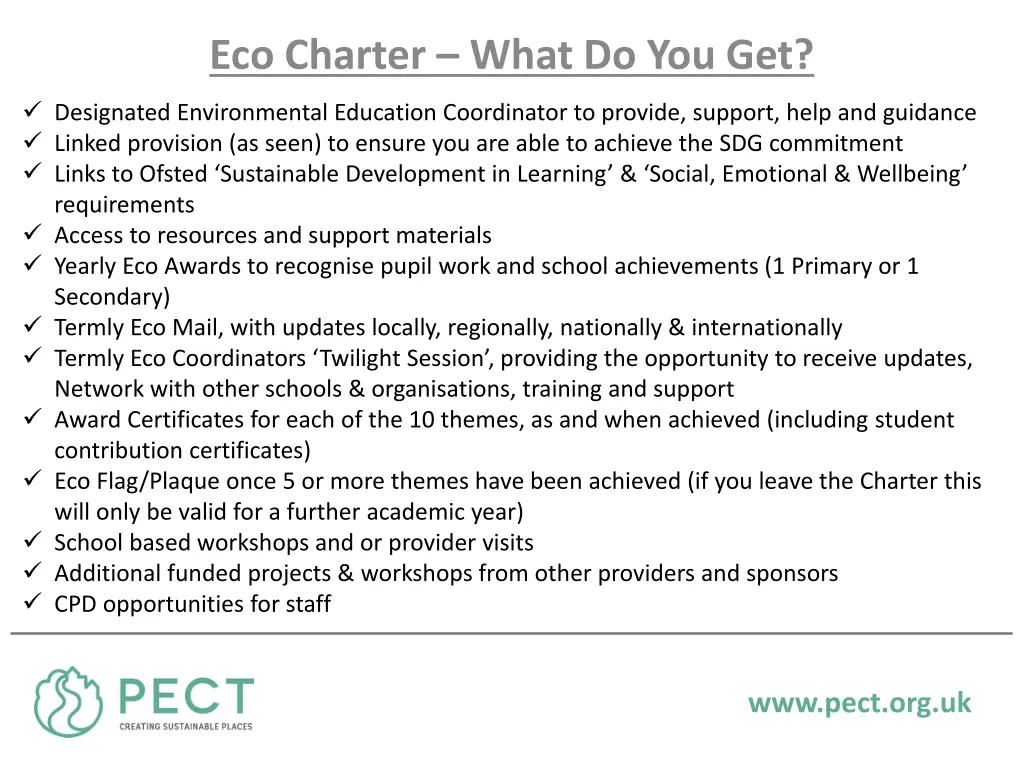 eco charter what do you get