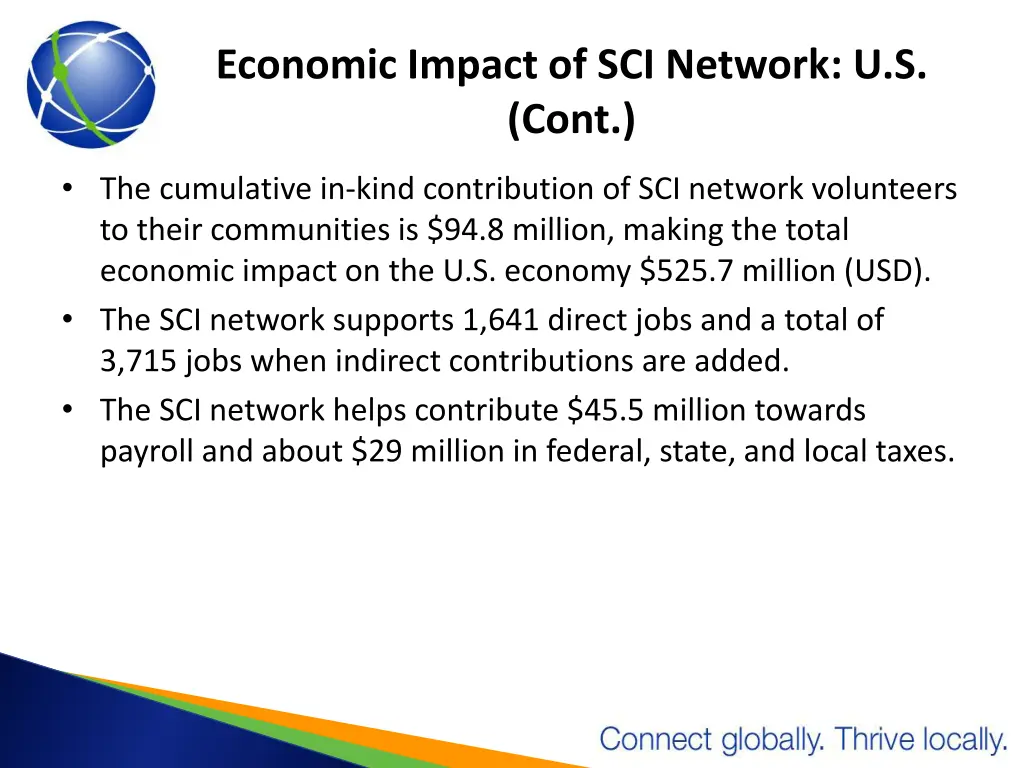 economic impact of sci network u s cont