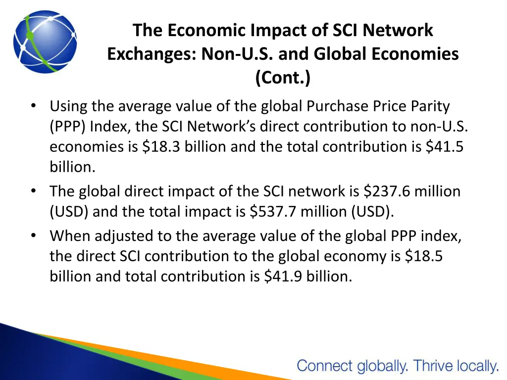 the economic impact of sci network exchanges 1