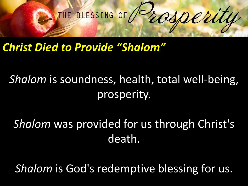 christ died to provide shalom 1