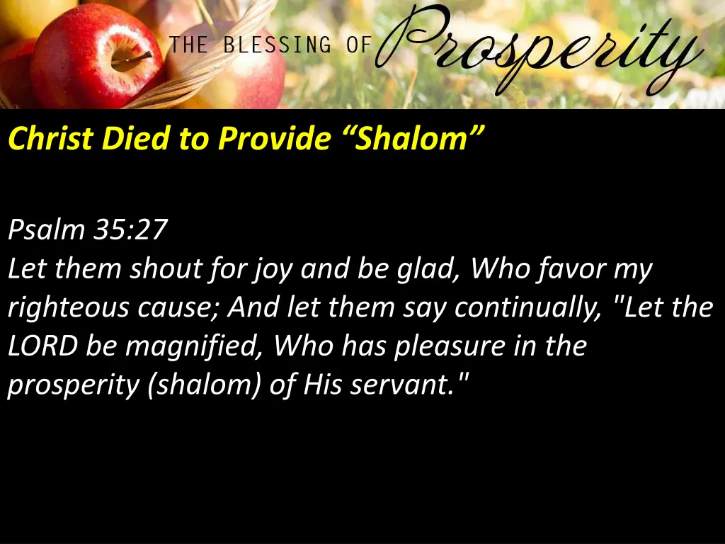 christ died to provide shalom 2