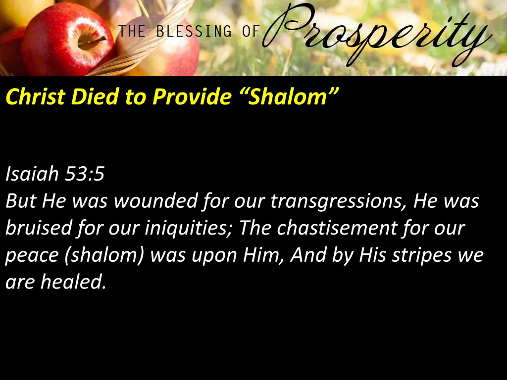 christ died to provide shalom