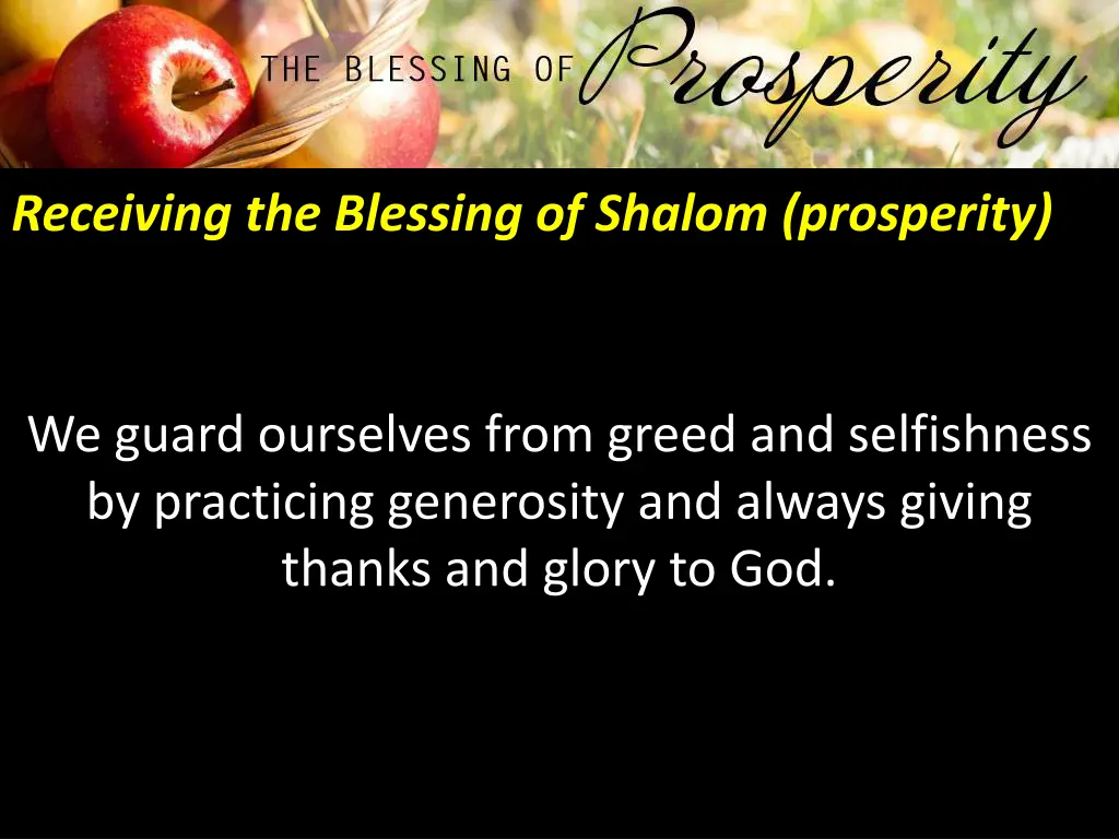 receiving the blessing of shalom prosperity 10