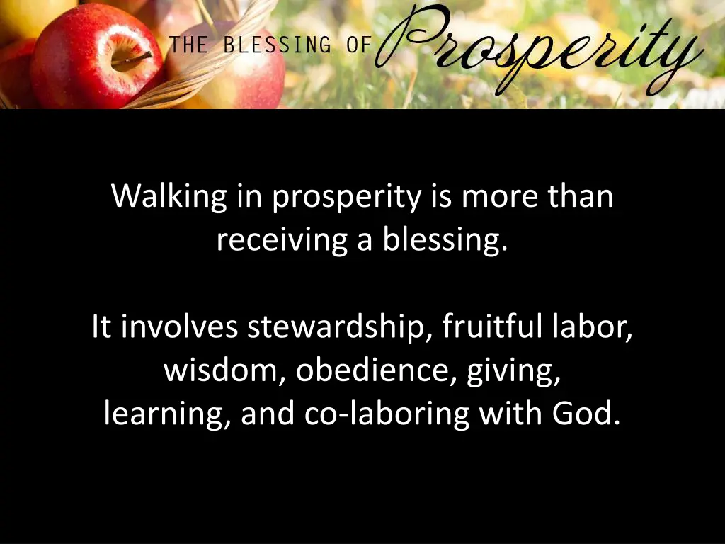 walking in prosperity is more than receiving 1