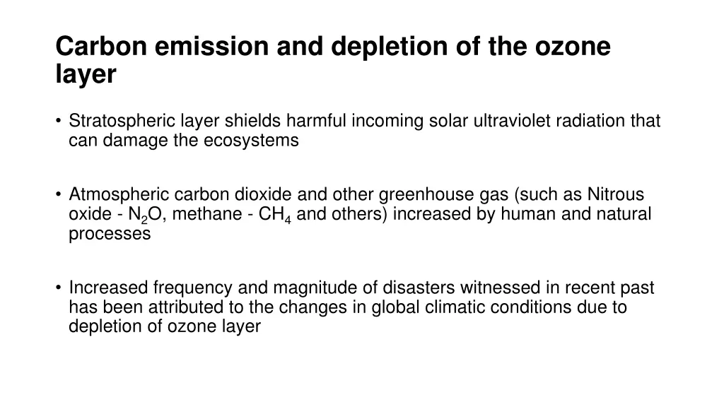 carbon emission and depletion of the ozone layer