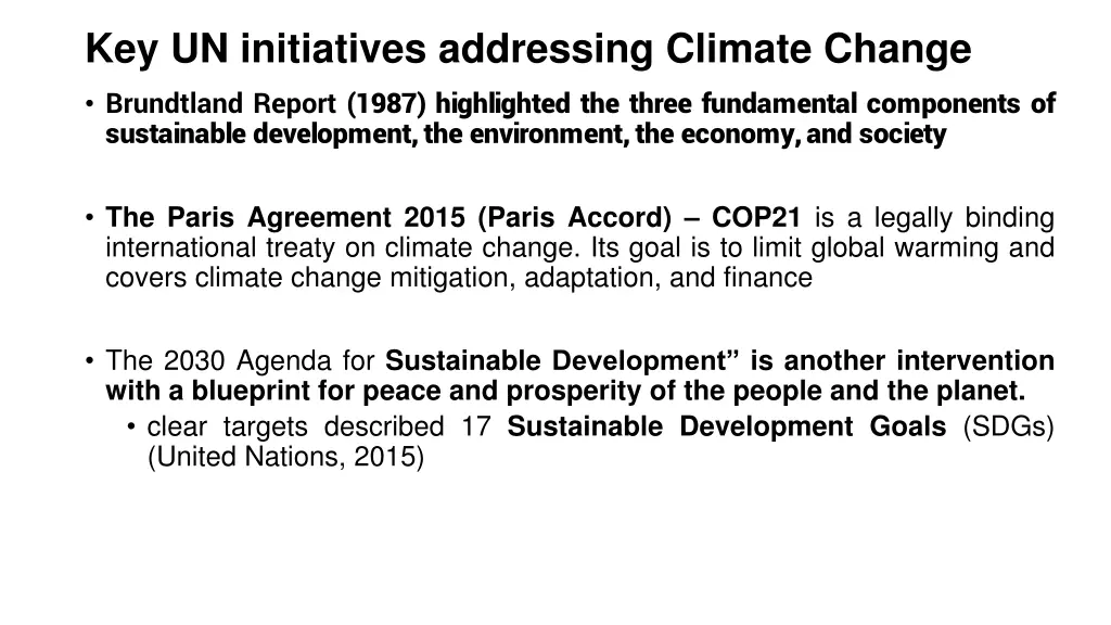 key un initiatives addressing climate change