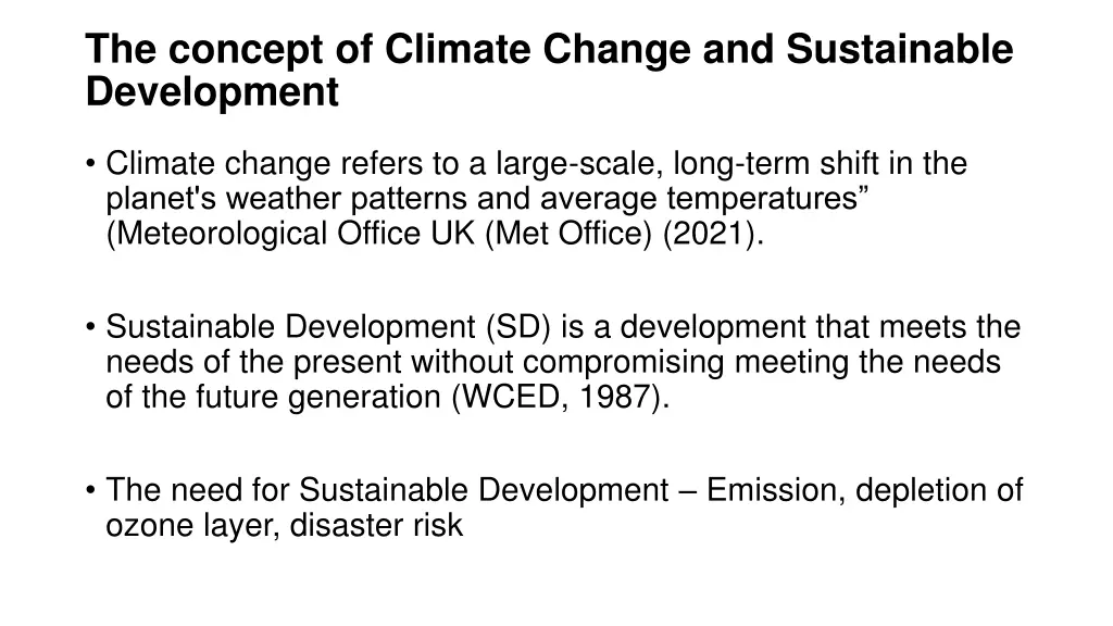 the concept of climate change and sustainable