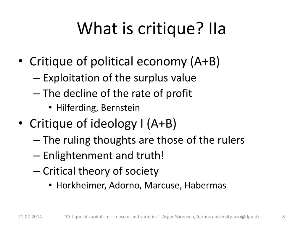 what is critique iia