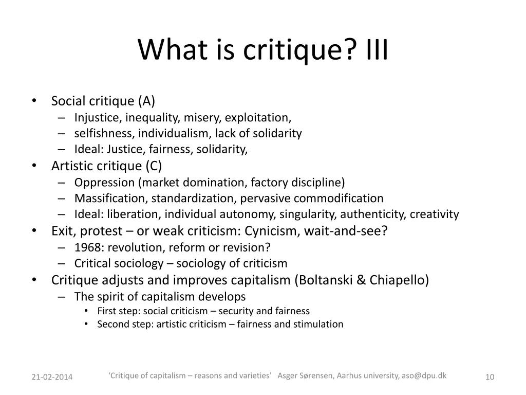 what is critique iii