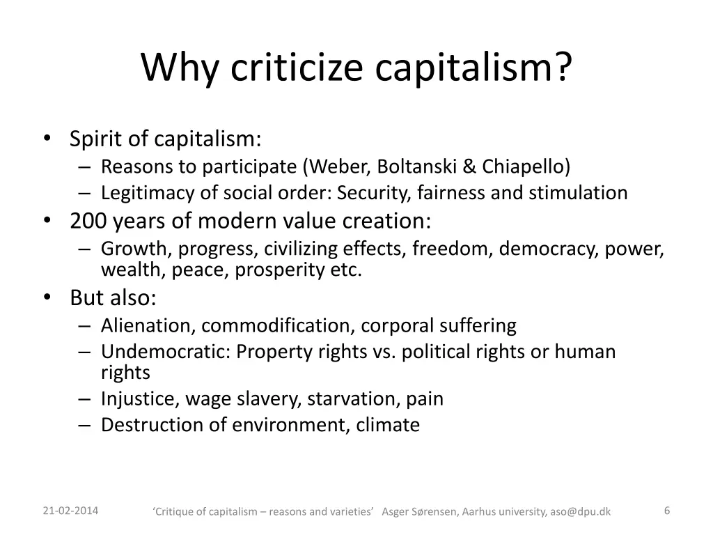 why criticize capitalism