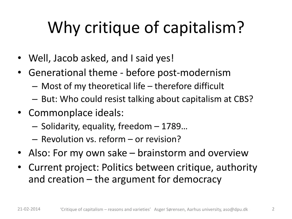 why critique of capitalism