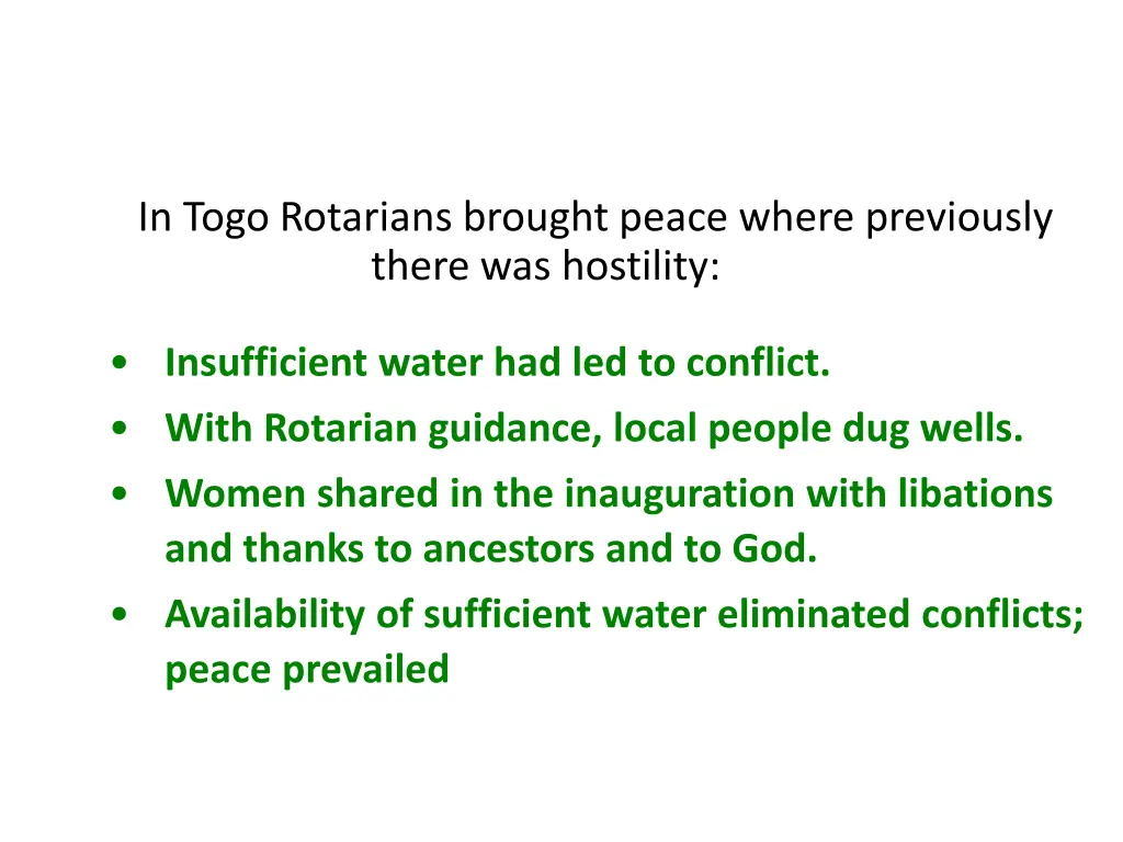 in togo rotarians brought peace where previously