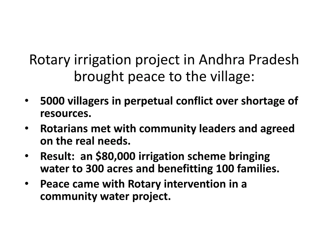 rotary irrigation project in andhra pradesh