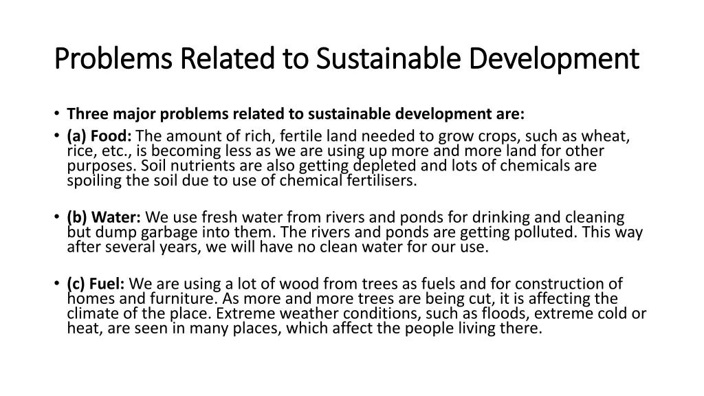 problems related to sustainable development