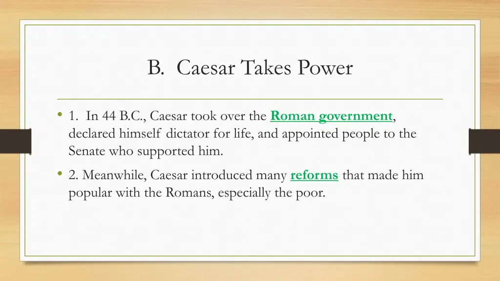 b caesar takes power