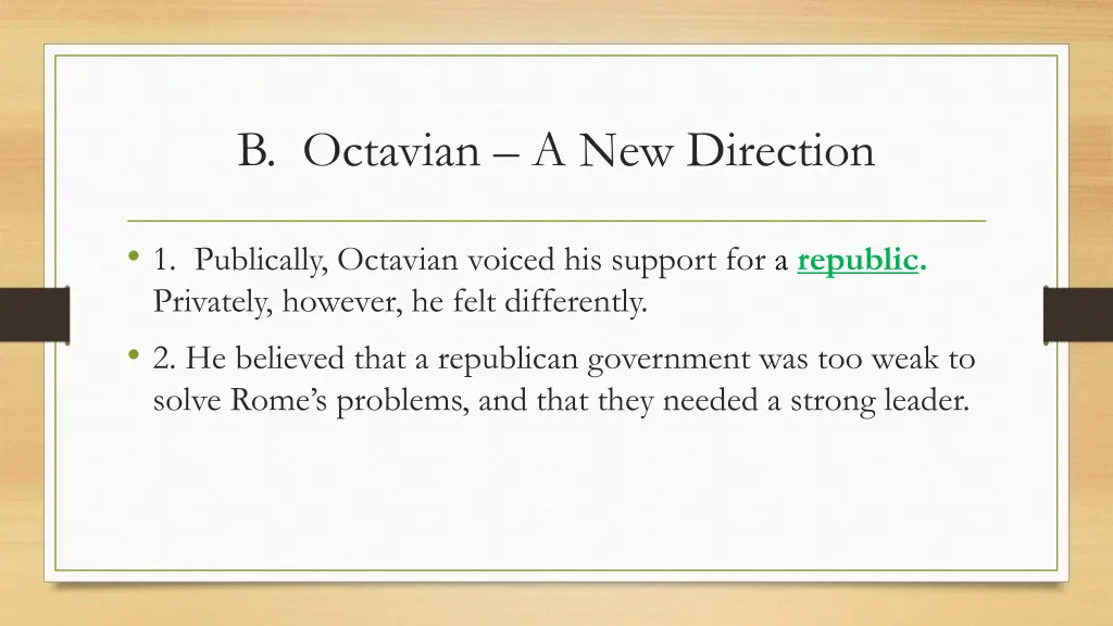 b octavian a new direction