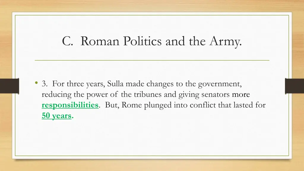 c roman politics and the army 1