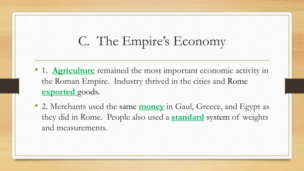 c the empire s economy