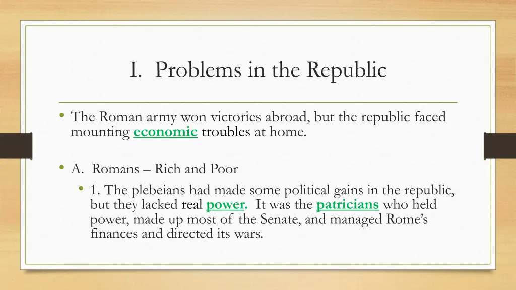 i problems in the republic