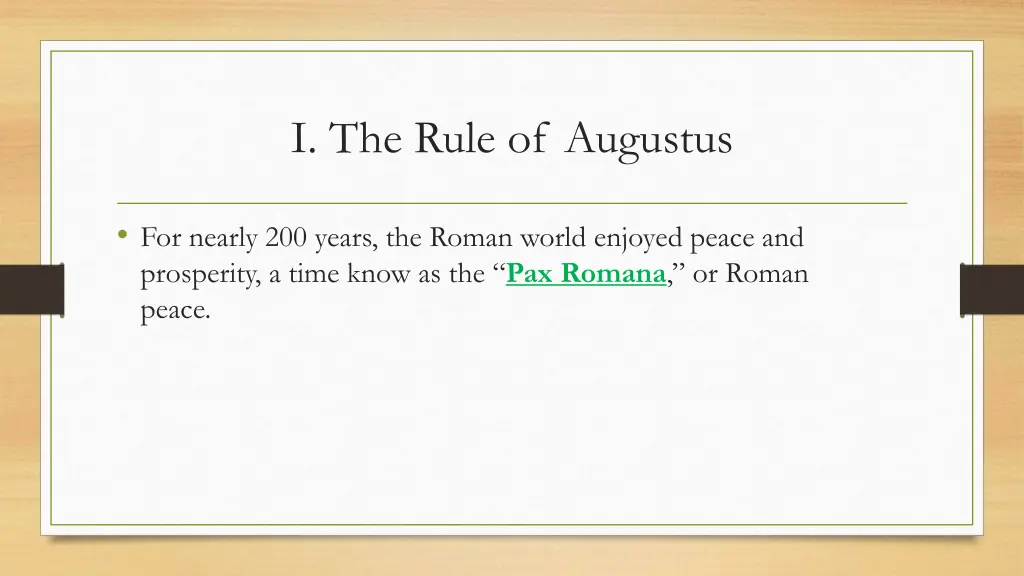 i the rule of augustus