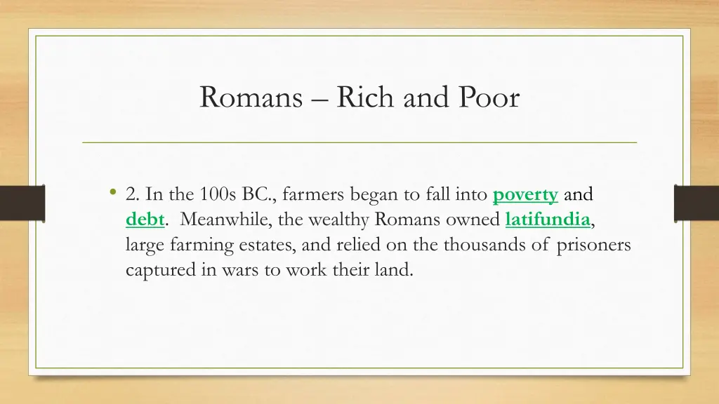 romans rich and poor