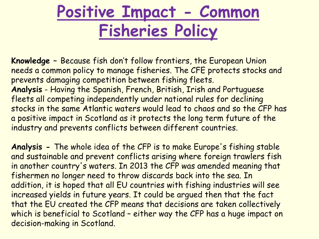 positive impact common fisheries policy