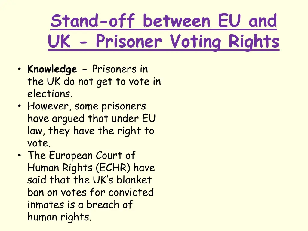 stand off between eu and uk prisoner voting rights