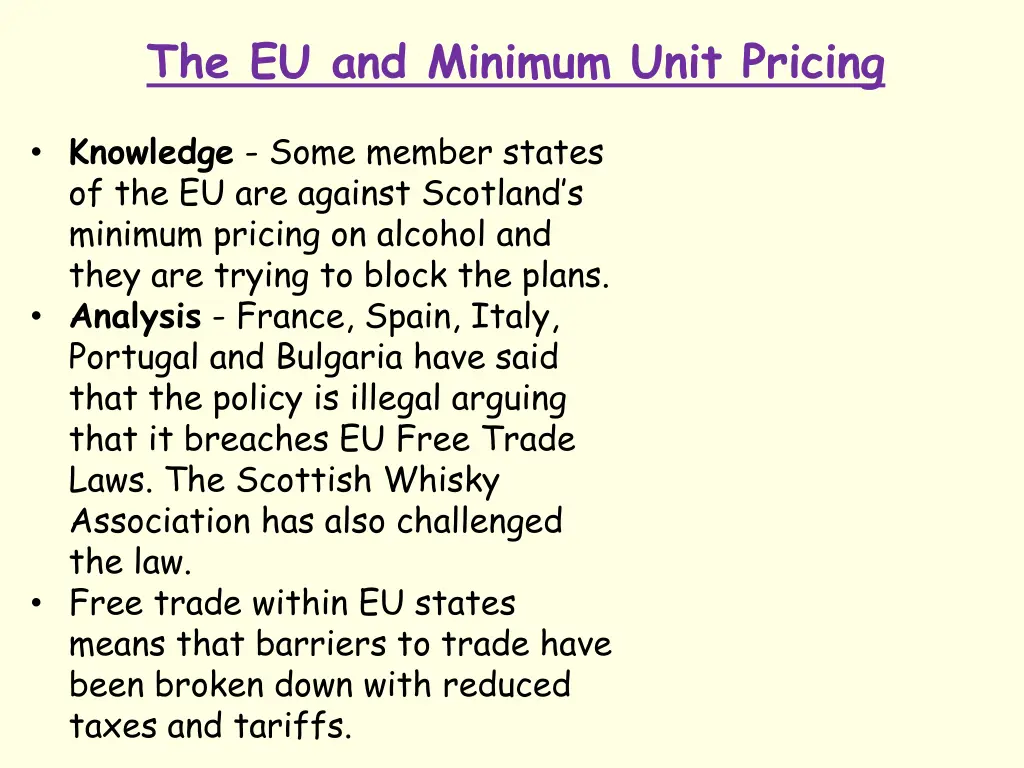 the eu and minimum unit pricing