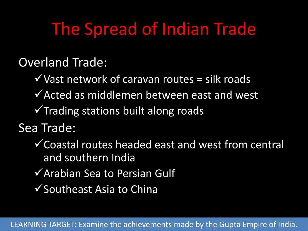 the spread of indian trade