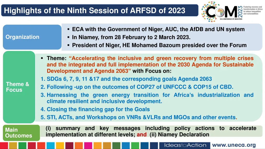 highlights of the ninth session of arfsd of 2023