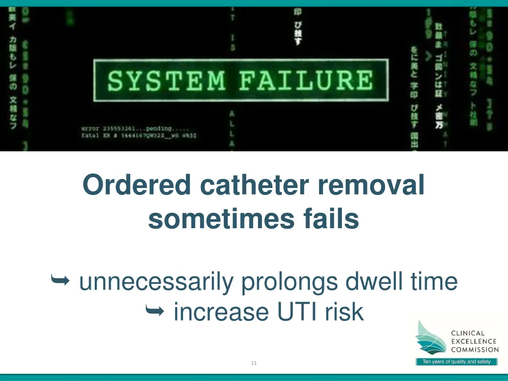 ordered catheter removal sometimes fails