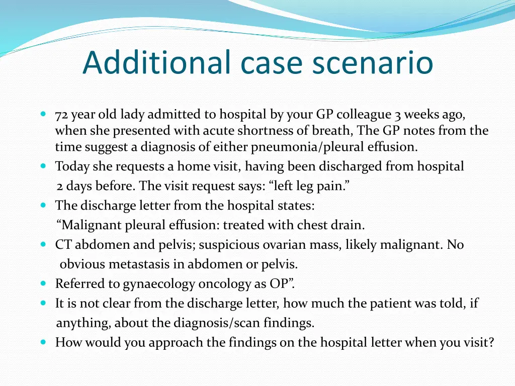 additional case scenario