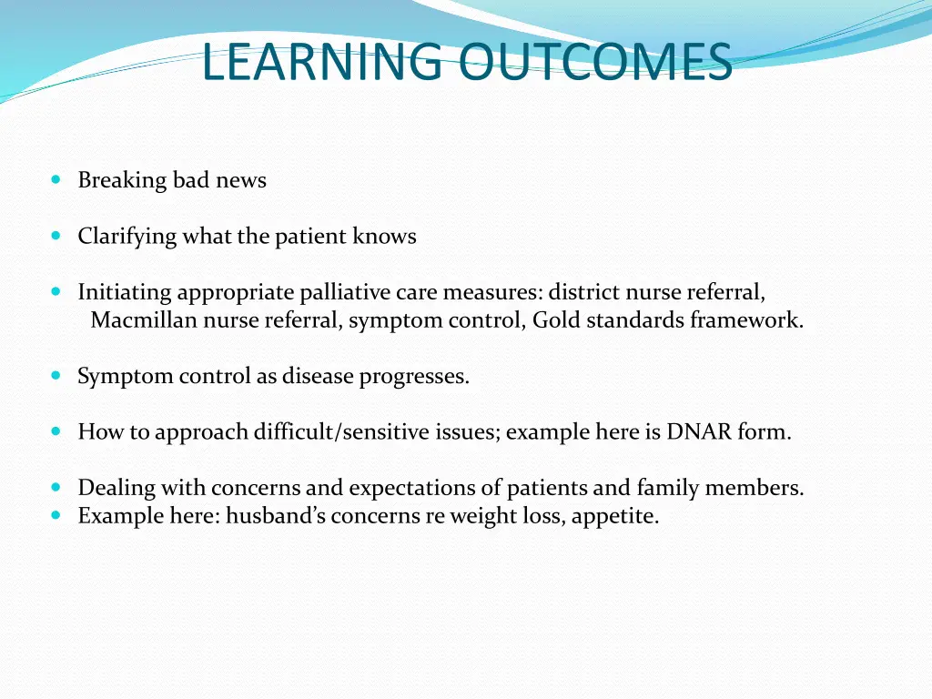 learning outcomes