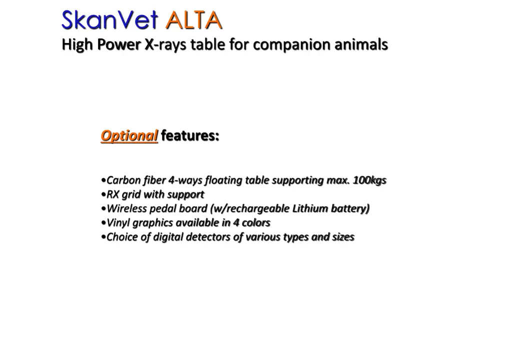 skanvet alta high power x rays table 2