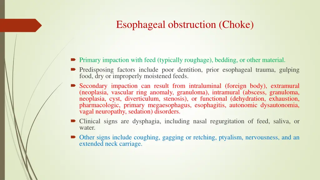 esophageal obstruction choke