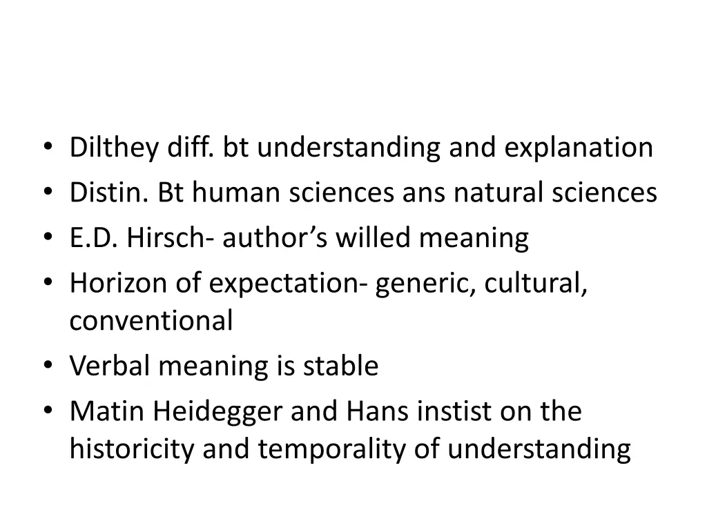 dilthey diff bt understanding and explanation