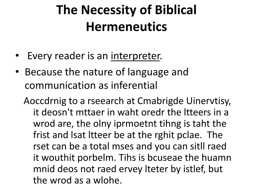 the necessity of biblical hermeneutics