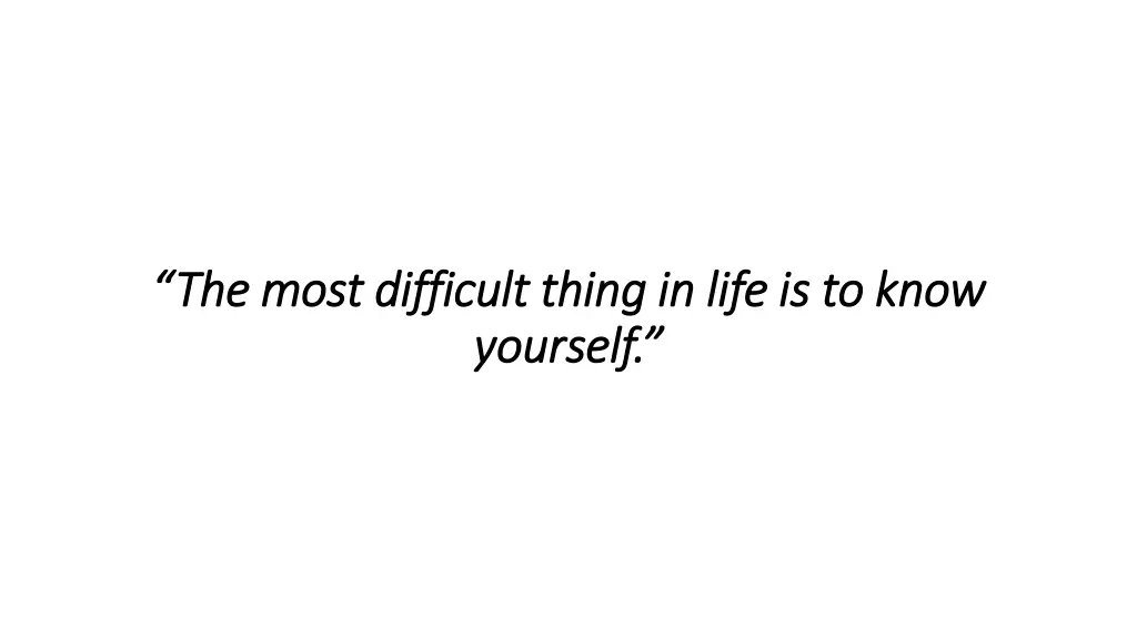 the most difficult thing in life is to know