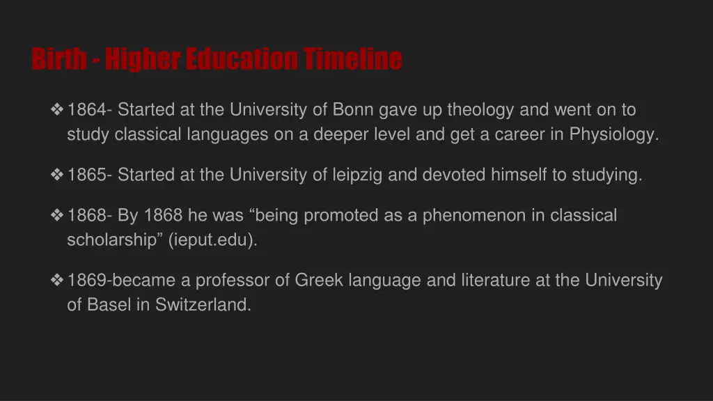 birth higher education timeline 1