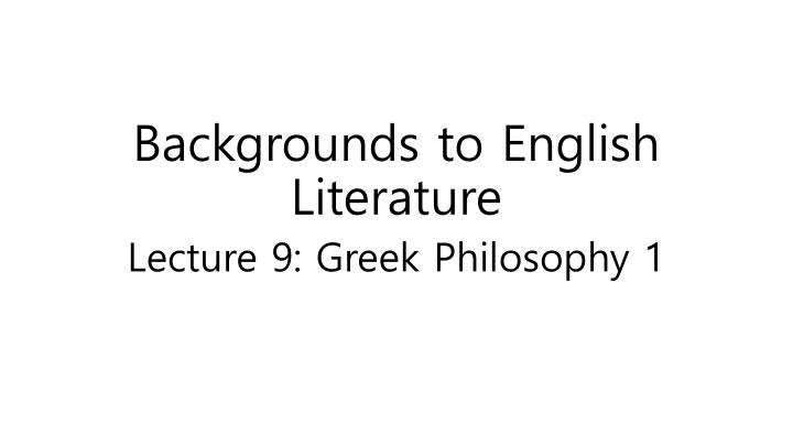 backgrounds to english literature lecture 9 greek