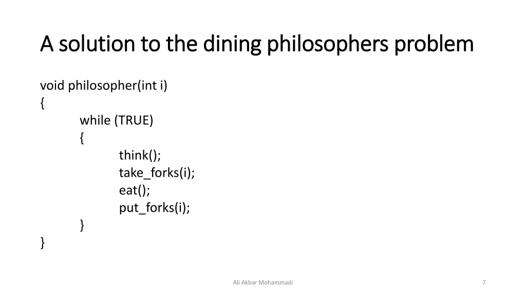 a solution to the dining philosophers problem 1