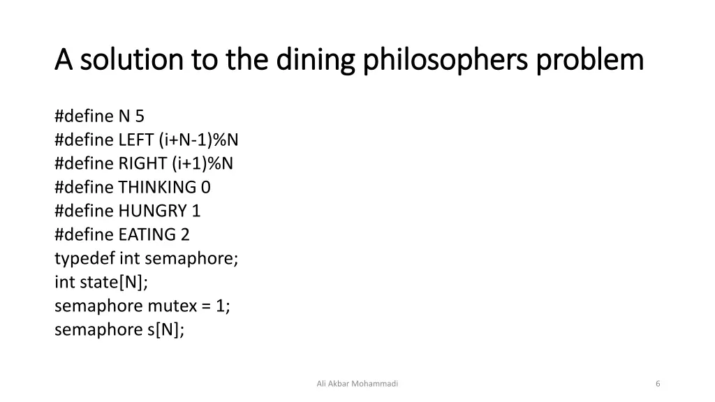 a solution to the dining philosophers problem