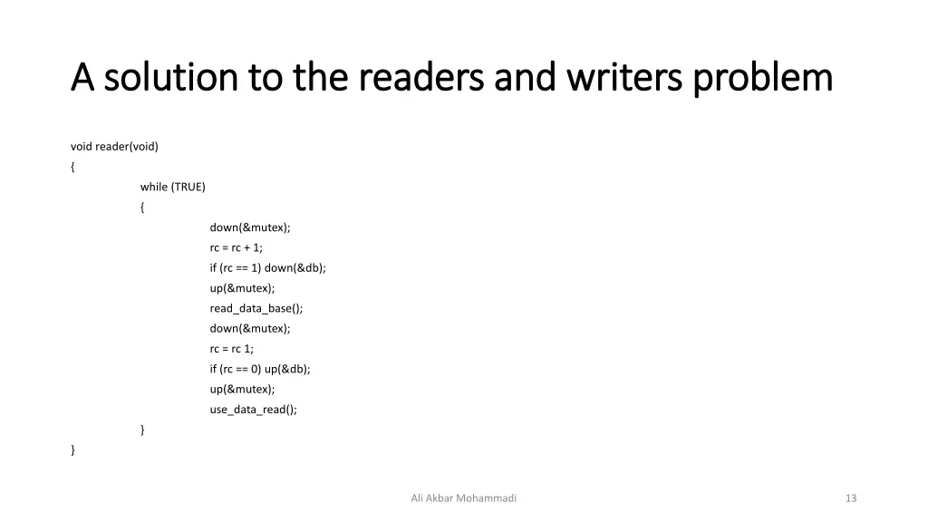 a solution to the readers and writers problem 1