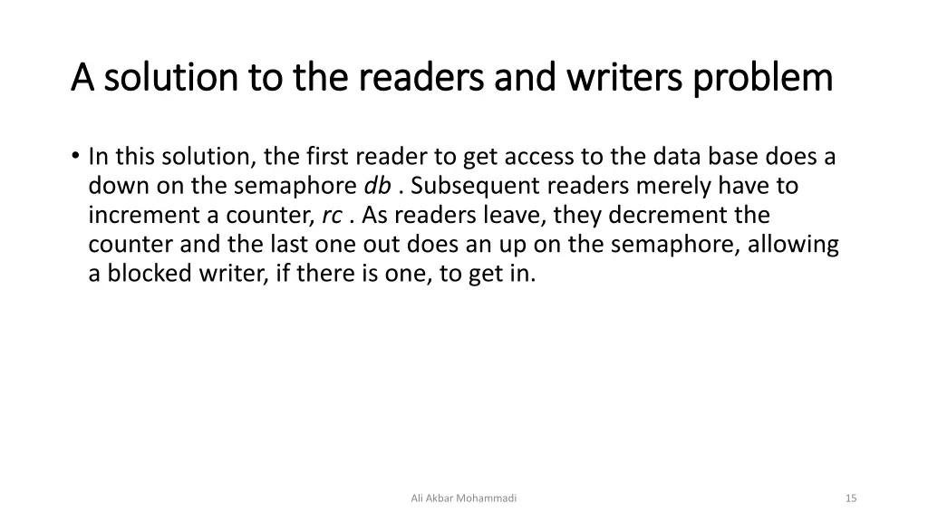 a solution to the readers and writers problem 3