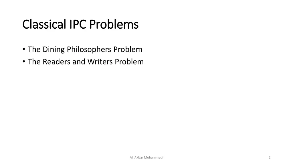 classical ipc problems classical ipc problems