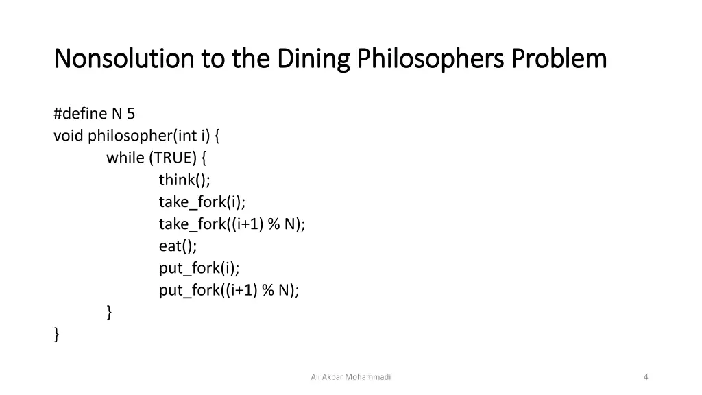 nonsolution nonsolution to the dining