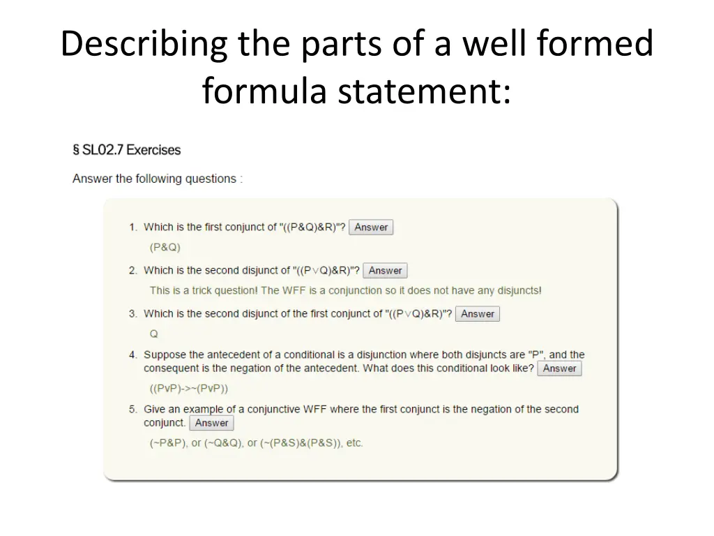 describing the parts of a well formed formula