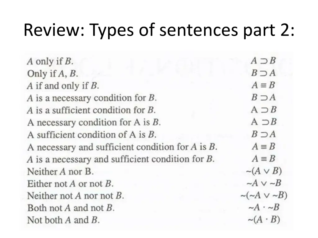 review types of sentences part 2