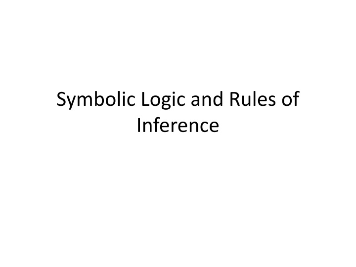 symbolic logic and rules of inference