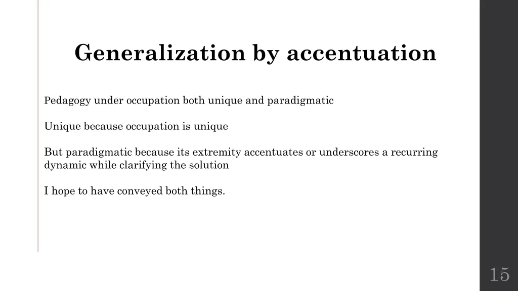 generalization by accentuation